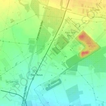 Topografische Karte Son Reus, Höhe, Relief
