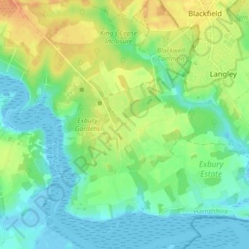 Topografische Karte Exbury, Höhe, Relief