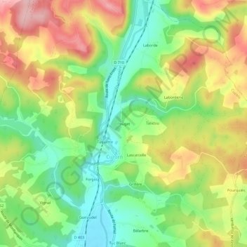 Topografische Karte Pouget, Höhe, Relief