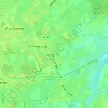 Topografische Karte Upschört, Höhe, Relief