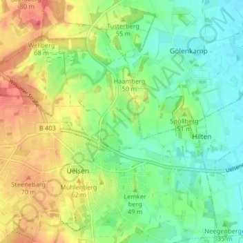 Topografische Karte Bauerhausen, Höhe, Relief