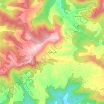 Topografische Karte els Masos, Höhe, Relief
