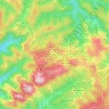 Topografische Karte Pinhal dos Guarás, Höhe, Relief