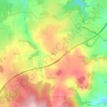 Topografische Karte Bessat, Höhe, Relief