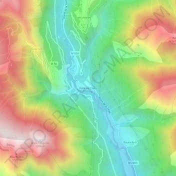 Topografische Karte Pont de Clans, Höhe, Relief