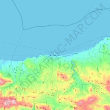 Topografische Karte Rethymnon, Höhe, Relief