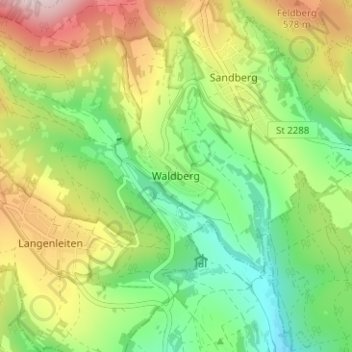 Topografische Karte Waldberg, Höhe, Relief