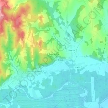 Topografische Karte Raset de Dalt, Höhe, Relief