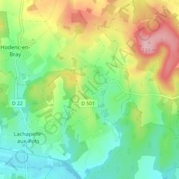 Topografische Karte Armentières, Höhe, Relief