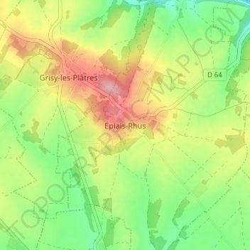 Topografische Karte Épiais-Rhus, Höhe, Relief