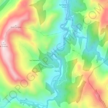 Topografische Karte Corigos, Höhe, Relief