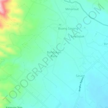 Topografische Karte Bandukan Baru, Höhe, Relief