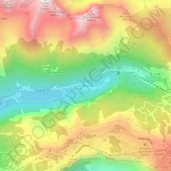 Topografische Karte Les Albertans, Höhe, Relief