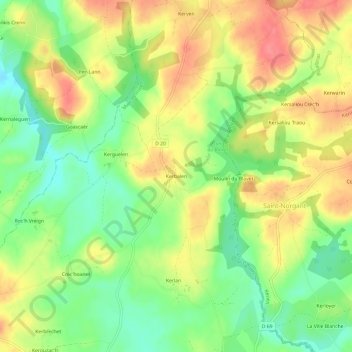 Topografische Karte Kerbalen, Höhe, Relief