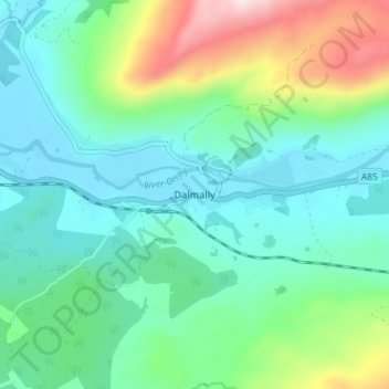 Topografische Karte Dalmally, Höhe, Relief
