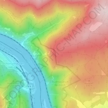 Topografische Karte Teufelskadrich, Höhe, Relief