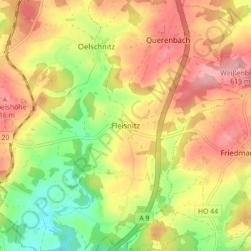 Topografische Karte Fleisnitz, Höhe, Relief