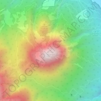Topografische Karte Gunung Panderman, Höhe, Relief