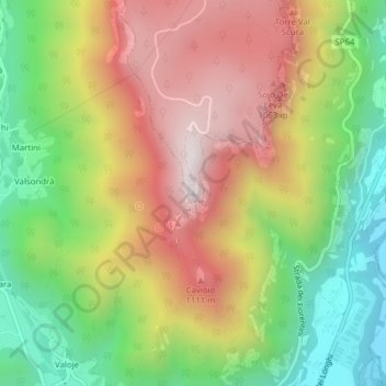 Topografische Karte Monte Cimone, Höhe, Relief