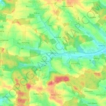 Topografische Karte Ottering, Höhe, Relief
