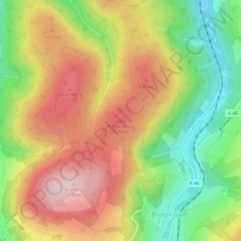 Topografische Karte Wolkenberg, Höhe, Relief