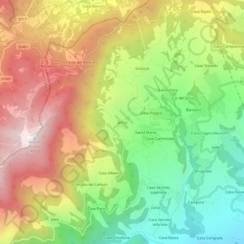 Topografische Karte Gorra, Höhe, Relief
