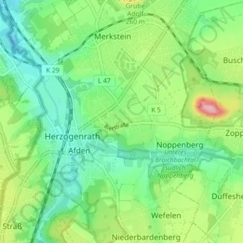 Topografische Karte Bierstraß, Höhe, Relief