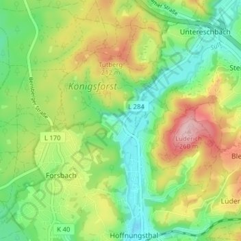 Topografische Karte Lehmbach, Höhe, Relief