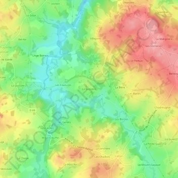 Topografische Karte La Bussière, Höhe, Relief