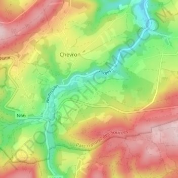 Topografische Karte Chauveheid, Höhe, Relief