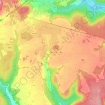 Topografische Karte Corgirnon, Höhe, Relief