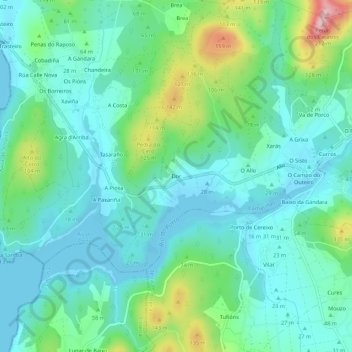 Topografische Karte Dor, Höhe, Relief