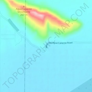 Topografische Karte Agua Caliente, Höhe, Relief
