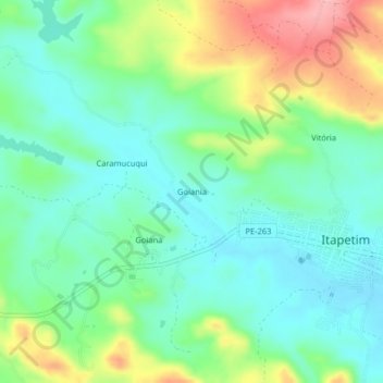 Topografische Karte Goiania, Höhe, Relief