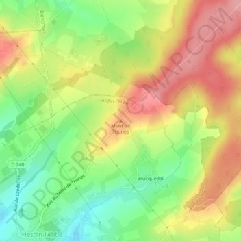 Topografische Karte Mont de Thunes, Höhe, Relief