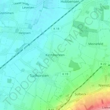 Topografische Karte Kirchhorsten, Höhe, Relief