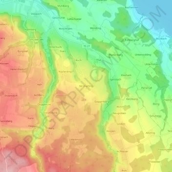 Topografische Karte Nirnharting, Höhe, Relief