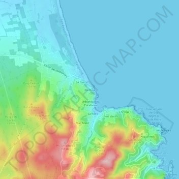 Topografische Karte Illa Roja, Höhe, Relief