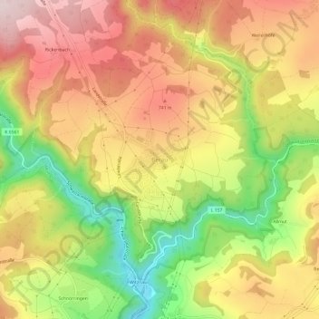 Topografische Karte Berau, Höhe, Relief