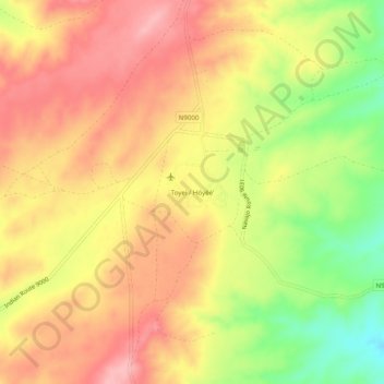 Topografische Karte Toyei, Höhe, Relief