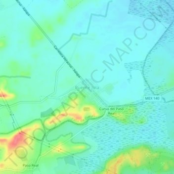 Topografische Karte Puente Jula, Höhe, Relief