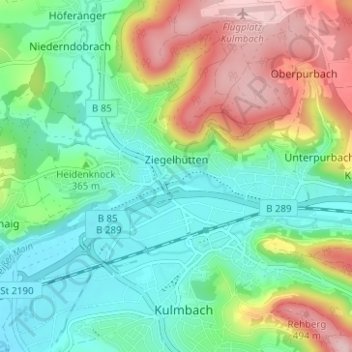 Topografische Karte Priemershof, Höhe, Relief