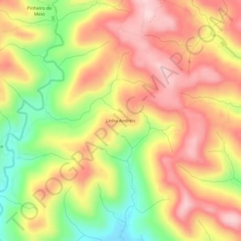 Topografische Karte Linha Andréis, Höhe, Relief