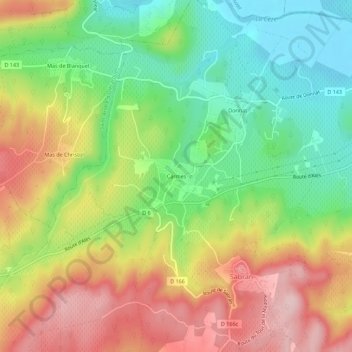 Topografische Karte Carmes, Höhe, Relief