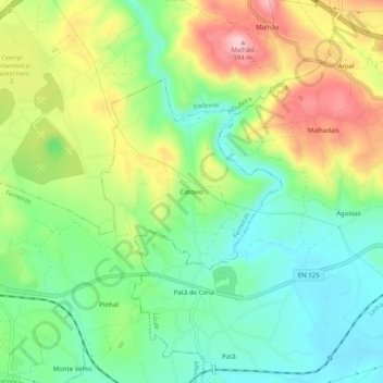 Topografische Karte Cotovio, Höhe, Relief