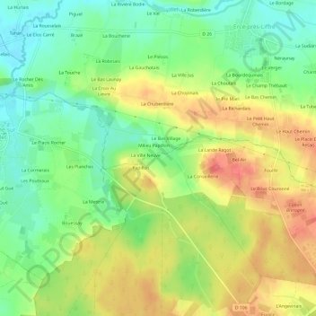 Topografische Karte Bas Papillon, Höhe, Relief