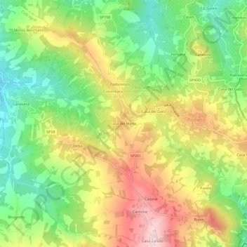 Topografische Karte Casa del Matto, Höhe, Relief