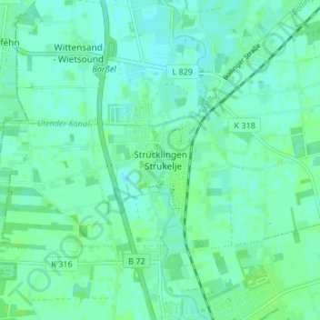 Topografische Karte Strücklingen, Höhe, Relief