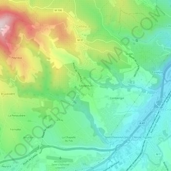 Topografische Karte Salcigneux, Höhe, Relief