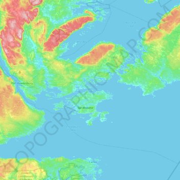 Topografische Karte Crow Island, Höhe, Relief